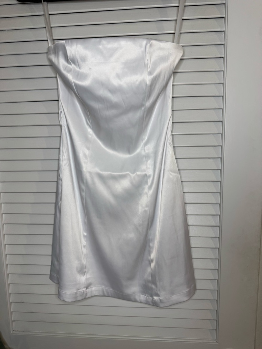 Strapless White Satin Mini Dress